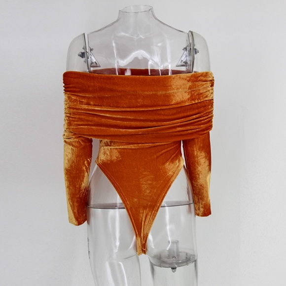 NEW! Off-the-Shoulder Velvet Bodysuit - Picture 3 of 7